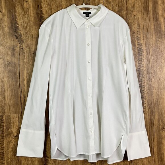 NWT Ann Taylor Factory White Button-down Blouse, Women's XL - Picture 1 of 13